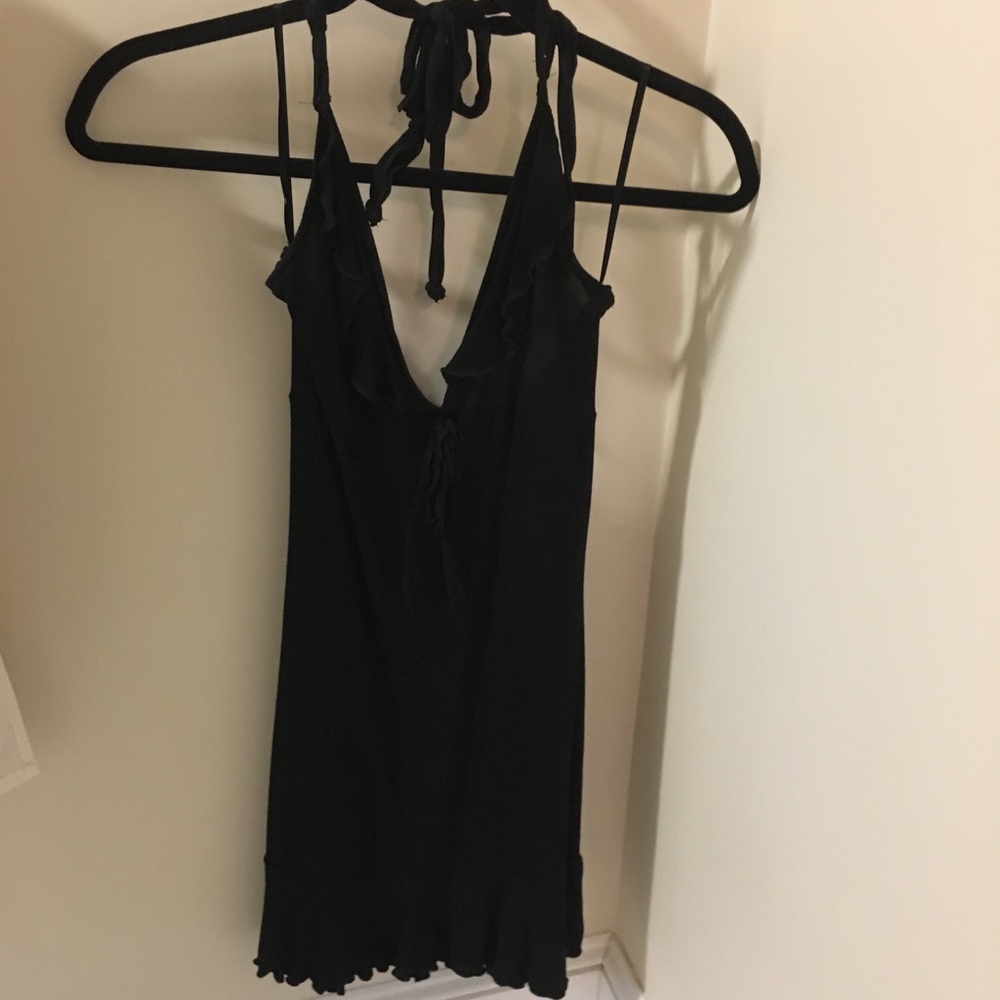 H&M Ruffle Black Halter Dress 4